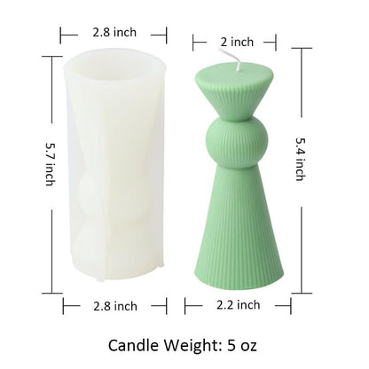 Hourglass Geometric Pillar Silicone Candle Mold Wax Striped Column Mould - size: Hourglass S