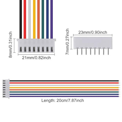 ACEIRMC 10Pairs JST Connector Kit, XH 2.54mm 8 Pin Header Male and Female Connectors Plug Adapter with Flat Wire Cable 200mm 26AWG Compatible with JST XH (8P) - color: 8P