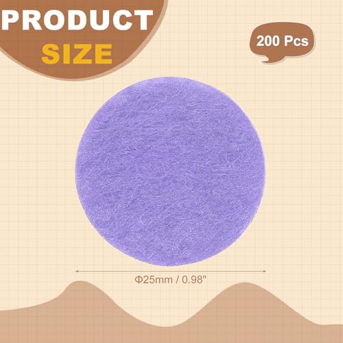 PATIKIL Round Felt Circles for Crafts 25mm/0.98" Pre Cut 200Pcs - color: Purple, size: 25mm