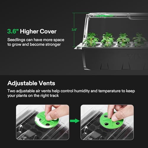VIVOSUN 6-Pack Seed Starter Kit, 240-Cell Tray, 2 Set of LED Lights - size: 6-Pack 240-Cell, style: Trays with 2 Sets Lamps