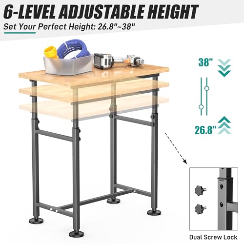 EVERHANGER Workbench for Garage, Adjustable Height Work Table - size: Small