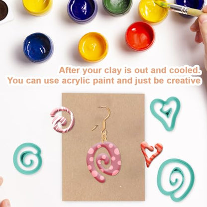 20Pcs Abstract Lines Polymer Clay Cutters Heart Spiral Triangle Clay Earrings Cutters Polymer Jewelry Cutter for Earrings Making Birthday Party DIY Supplies - color: Abstract Lines