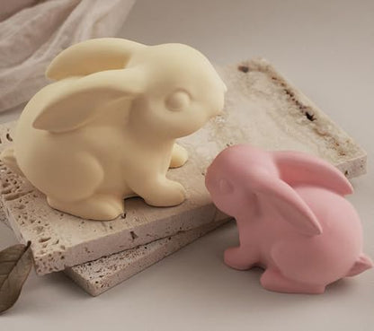 Wehous 2PCS Rabbit Silicone Molds, 3D Rabbit Resin Candle Soap Molds, Easter Cute Bunny Animal Epoxy Resin Casting Concrete Clay Mold, Unique Display Mold DIY Art Crafts Wall Hanging Easter Decor - color: 2x Rabbit