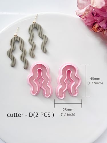Abstract Swirl Clay Cutter Set, 7PCS PLA Polymer Clay Tools with Exact Measurements, Ideal for DIY Statement Earrings & Crafts