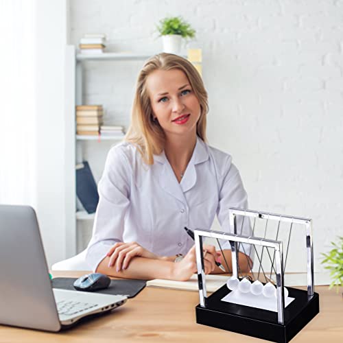 Newtons Pendulum, Newtons Balance Swing Ball, LED Light Up Newtons Pendulum Balls, Desk Office and Home Science Education Decoration (A)