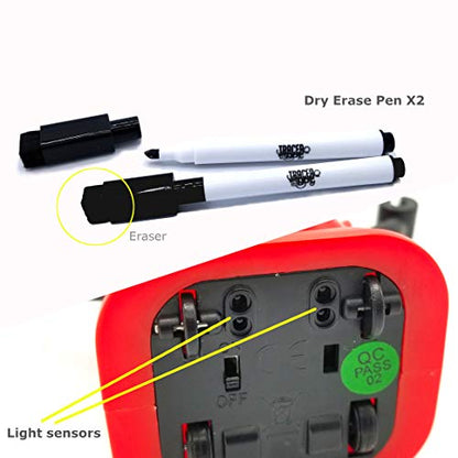 MUKIKIM TracerBot Set (2 Robot Set) – Mini Inductive Robot that Follows the Black Line You Draw. Fun, Educational, and Interactive STEM Toy! Includes Trail Map, Dry Erase Board, and Playbook - color: Set