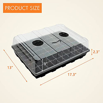 Gardzen 5 Pack Seed Starter Trays with Vented Domes 350 Cell - size: 70-Cell Black Eyes 5-Pack