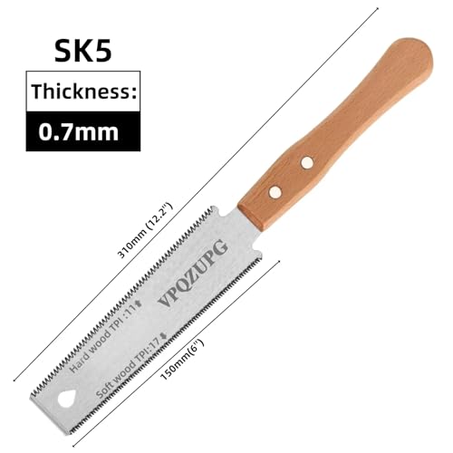 Japanese Pull Saw 6 Inch, SK5 Double Edge 14/17 TPI Saw for Woodworking