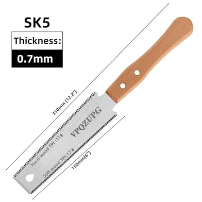 Japanese Pull Saw 6 Inch, SK5 Double Edge 14/17 TPI Saw for Woodworking