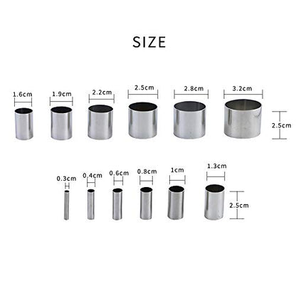 Fireboomoon 12 PCS Hole Hollow Punch Cutter Set with Storage Case,Stainless Steel Round Circle Ring Clay Cutters Ceramics Dotting Baking Indentation Mold Tools for Polymer Clay Pottery Handmade Craft - color: Silver 12pcs Round