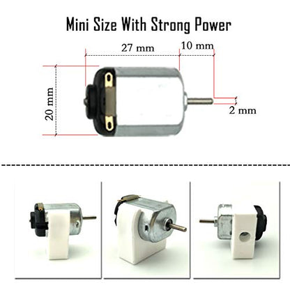 EUDAX 6 Set Small DC motor Mini Electric Hobby Motors 1.5V-3V 24000RPM with 2x1.5V AA Battery Holder Case,Motor Bracket,Rocker Switch and 12Pcs 25cm Electronic wire for DIY toys
