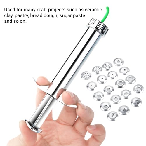 LiebeWH Clay Extruder Tool with 19 Metal Discs for Polymer Clay Ceramics Pottery Sculpting Sugar Paste Cake Decorating