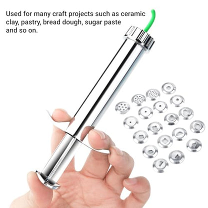 LiebeWH Clay Extruder Tool with 19 Metal Discs for Polymer Clay Ceramics Pottery Sculpting Sugar Paste Cake Decorating
