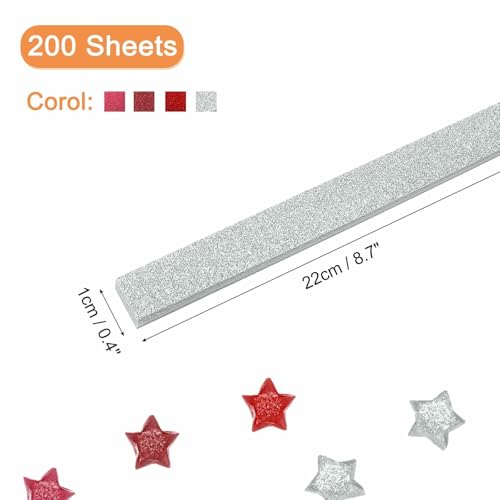 MECCANIXITY 200 Sheets Origami Paper Glitter Stars Papers Gradient Red Fold Paper for Beginner Arts Crafts Projects,0.4 x 8.7 Inch - color: Gradient Red