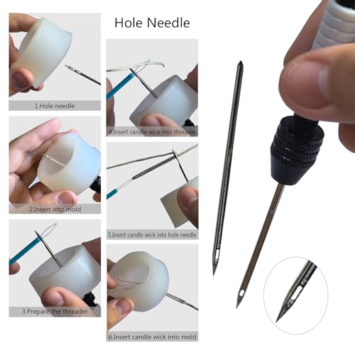 Candle Making Tools for Punching Holes and Inserting Wicks, Candle Making Kit for Adult Beginners Including Wick Needle with Hook and Large Eye, Perfect to Silicone Molds with No Holes for Wicks - color: White, style: 11 PCS
