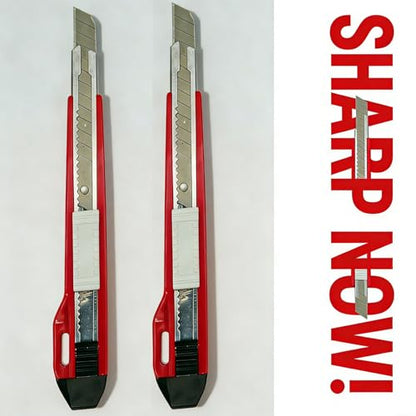 9mm Snap Off Utility Knife High Hardness Retractable Box Cutters with 30 Pcs Snap Off Blades,Pack 3 Art Craft Hobby Cutter 9mm Knife for Home Warehouse Office Workstation,Red - color: Red