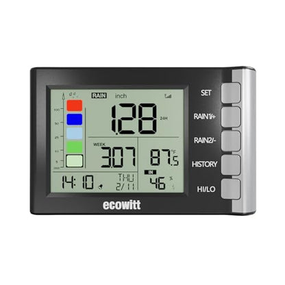 ECOWITT WH5370 Wireless Rain Gauge, Includes WN20 Tipping-Bucket Collector Sensor and WH5370_C Display Console, for Rainfall History, Alerts, Indoor Temperature & Humidity, and Date&Time, 915 MHz - style: WH5370BU