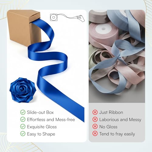 Caydo Royal Blue Ribbon Rose Bouquet for Gifts - color: Royal Blue