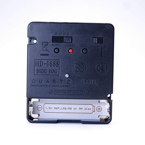DEEWISH Radio Clock Mechanism DIY, 0.67 inch(17mm) Axis Length WWVB Radio Electric Controlled Clock, Repair Wall Clock Clockwork with 2 Set Clock Hands