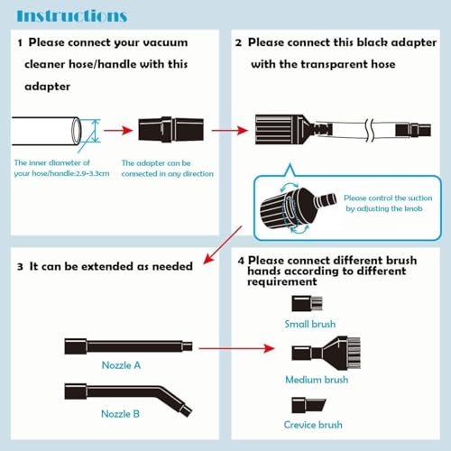 EZ SPARES Micro Cleaning Nozzle Kit, Universal Vac Attachments with Bag