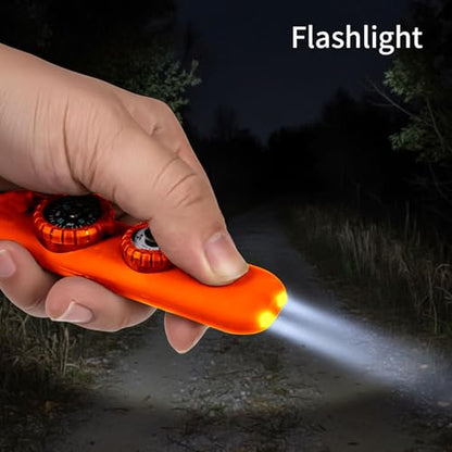Multifunctional Survival Emergency Whistle for Kids with Compass Hiking Survival, Thermometer & Neck Lanyard | Emergency Safety Gear for Hiking, Camping, Kayaking, Boating, Climbing - color: orange red2pcs