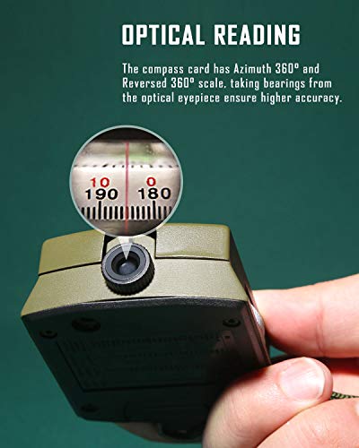 Eyeskey Multifunctional Tactical Survival Military Compass with Lanyard & Pouch | Waterproof & Impact Resistant | Lensatic Sighting Compass for Hiking - color: EK1001 Green Compass