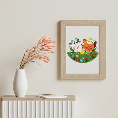Louise Maelys Chicken Embroidery Kit for Beginners Farmhouse DIY - color: lawn
