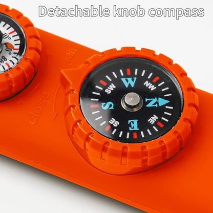 Multifunctional Survival Emergency Whistle for Kids with Compass Hiking Survival, Thermometer & Neck Lanyard | Emergency Safety Gear for Hiking, Camping, Kayaking, Boating, Climbing - color: orange red2pcs