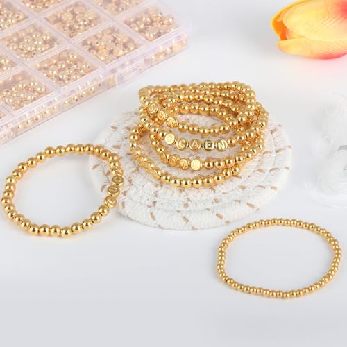 Hpebl Gold Bracelet Beads Making Kit Letter Beads for Bracelets for Adult - color: 02-Gold