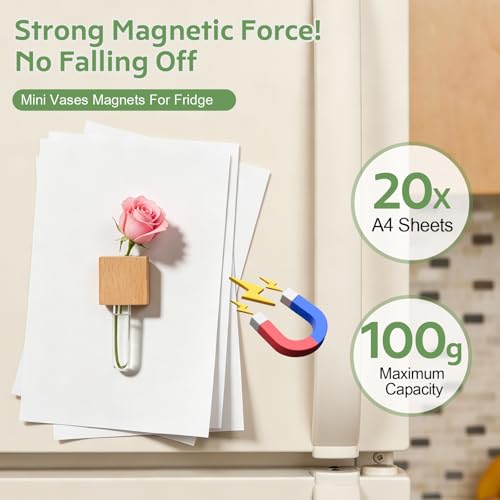 2PCS 3D Mini Vase Magnets for Fridge with Glass for Home Office - color: 1 Beech +1 Walnut