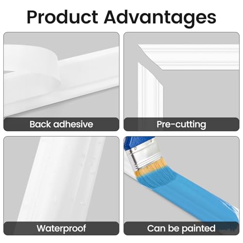 6 Sets Peel and Stick Wall Molding Kit, 20x20 Inch Premade Wainscoting Frames - color: 20''x20''-6pack