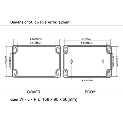 LeMotech Project Box ABS Plastic Junction Box IP65 Waterproof Electrical Boxes Universal Enclosure Black 6.2X 3.5X 2.4 inch (158x90x60mm)（Pack of 1） - color: Black (1 pack), size: 6.2" x 3.5" x 2.4"