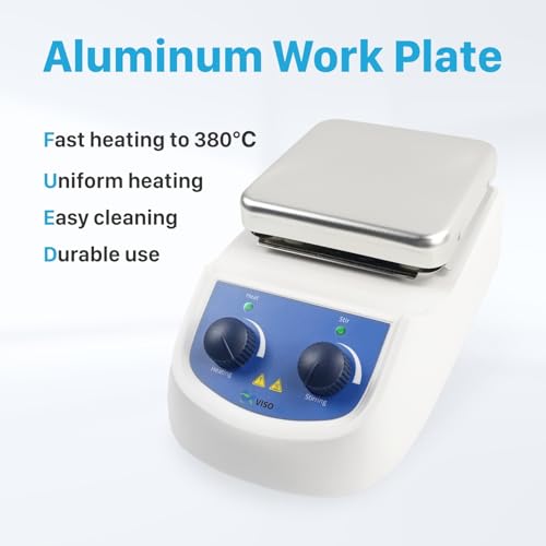 Magnetic Stirrer Hot Plate Max 380℃ (716℉0, Magnetic Hotplate Stirrer with Max Speed 2000RPM, 5L Stirring Capacity, Stirring Bar Included,Not Suitable for Accuracy and Low Temp Control