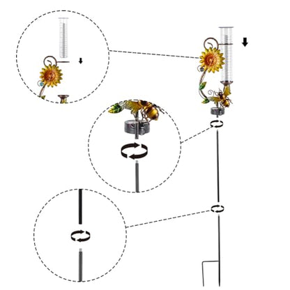 Stargarden Rain Gauge Outdoor, Solar Rain Gauge - color: Yellow Bee