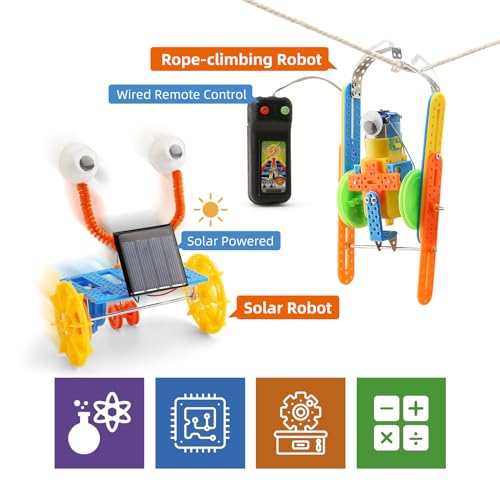 10 Set STEM Robot Car Kit, Science Projects for Kids 8-12, Robotics Craft Building Kits for Boys 6-8, Engineering Activities Experiments Electronics Toys for Girls, Gift Idea 6 7 8 9 10 11 12 13 Year