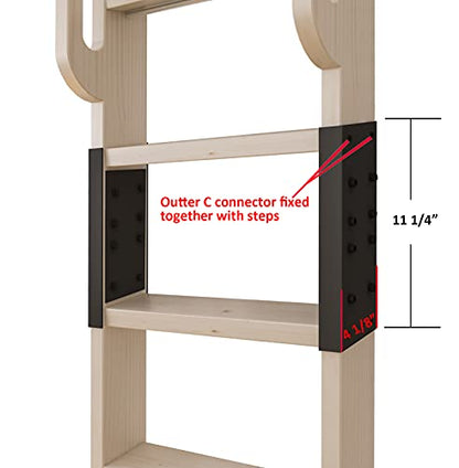 DIYHD 108" Solid Knotty Pine Wood Sliding Library Ladder with Handrails - color: Niu#2, size: Height 108"