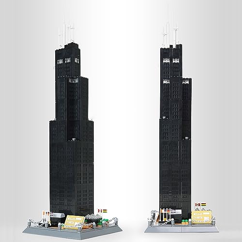 1241Pcs Willis Tower Chicago Building Set World Landmark Architecture Model Collectible Toy for Kids and Adults - color: Willis Tower