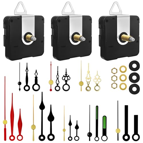 3PCS Clock Mechanism Kit, Quartz Clock Movement Replacement - size: 3PCS + 8 Pairs