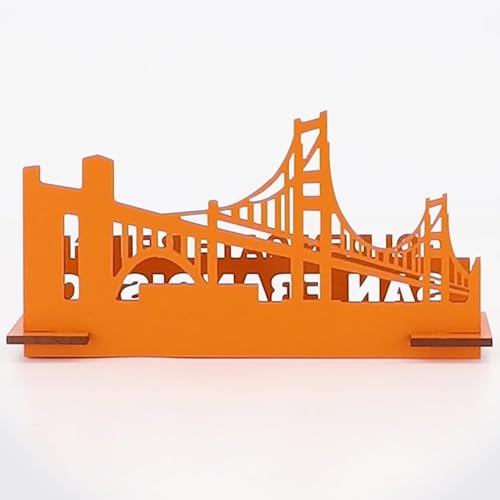Little & Wood: Woodlet: Medium - Golden Gate Bridge - Orange, 3D Wooden Kit-Set, Landmark Construction Puzzle, Pop Build Fun, Easy Assembly, Ages 6+ - style: Golden Gate Bridge