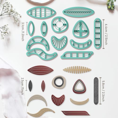 Polymer Clay Cutters - 12 Shapes Leather Twisting Jewelry Earrings Cutter, Polymer Clay Cutters for Jewelry, Earring Making Kit with Storage Box - style: Leather Distortion theme (12 pcs)