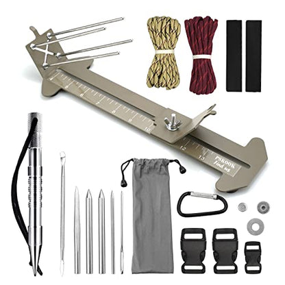 PSKOOK Paracord Bracelet Jig Kit, Adjustable Length Weaving DIY Craft Maker Tool, Lacing Needles and Smoothing Tool 6 Pack (FID with Marlin Spike) - color: *Khaki+SIX-PIECE