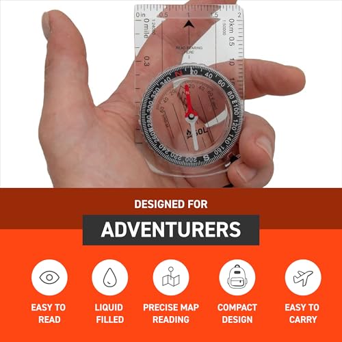 SOL Deluxe Backpacking Map Compass with Lanyard, Pack of 2