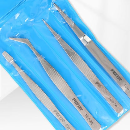 FEITA Professional Craft Tweezers Stainless Steel Precision Tweezer Set for Hobby, Electronics, Model Making, Jewelry Picking Tool - 4 Pieces - style: Normal