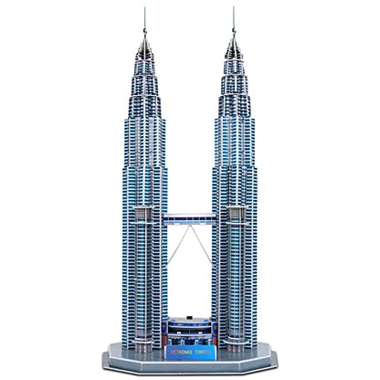 3D Puzzles for Adults Kids, Assembly Malaysia Petronas Twin Towers - style: Petronas Twin Towers