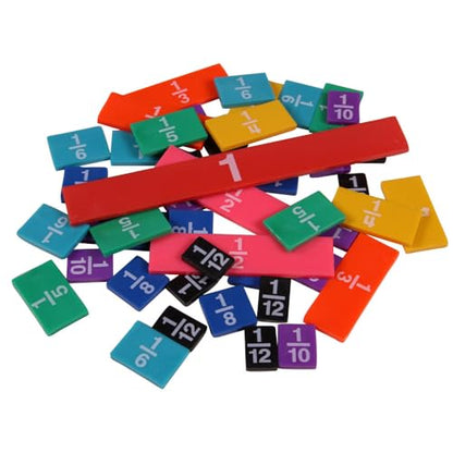 hand2mind Plastic Rainbow Fraction Tiles, Montessori Math Materials, Fraction Manipulatives, Unit Fraction, Fraction Bars Math Manipulatives, Fraction Games, Homeschool Supplies (15 Sets of 51 Pieces) - style: Class Set