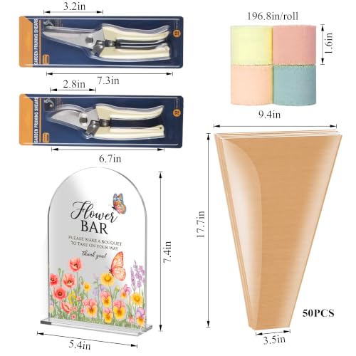 57Pcs Flower Bar Supplies Kit w/ Waterproof Kraft Boquet Bags for Party - color: Beige