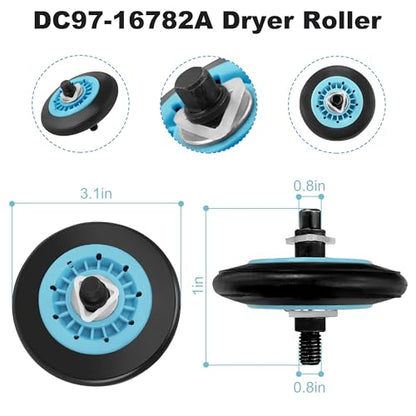 DV42H5200EW/A3 DV48J7700EW/A2 DV48H7400EW/A2 Dryer Rollers Replacement for Samsung Dryer Repair Kit, DC97-16782A Dryer Rollers, DC93-00634A Idler Pulley, 6602-001655 Belt