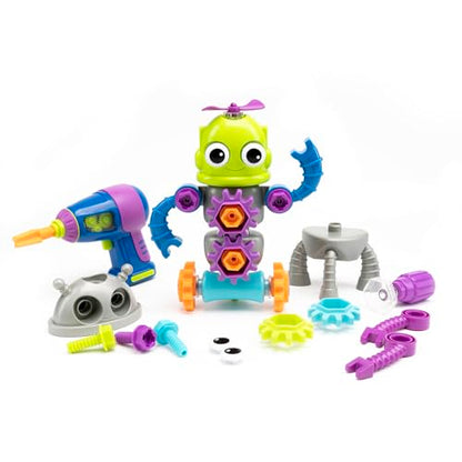 Educational Insights Design & Drill Robot Workshop - Construction Toys & Tools for Kids, Robot Toy Building Sets, Kids' Tool Set with Real Electric Drill Toy, Take Apart STEM Set, Gifts for Ages 3+