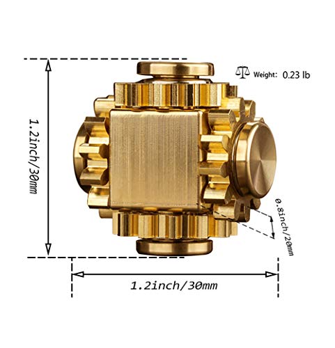 Pure Brass Cube Gears Linkage Anti-Anxiety Fidget Spinner Toy,Metal DIY EDC Meditation Break Bad Habits ADHD Finger Spinning Toy for Kid and Adults,High Speed Precision Brass Material