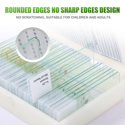 60 Pieces Prepared Microscope Slide Set with Specimens, Plant Animal Cell Science Education Microscope Slides for Bioscience Labs - size: 60pcs